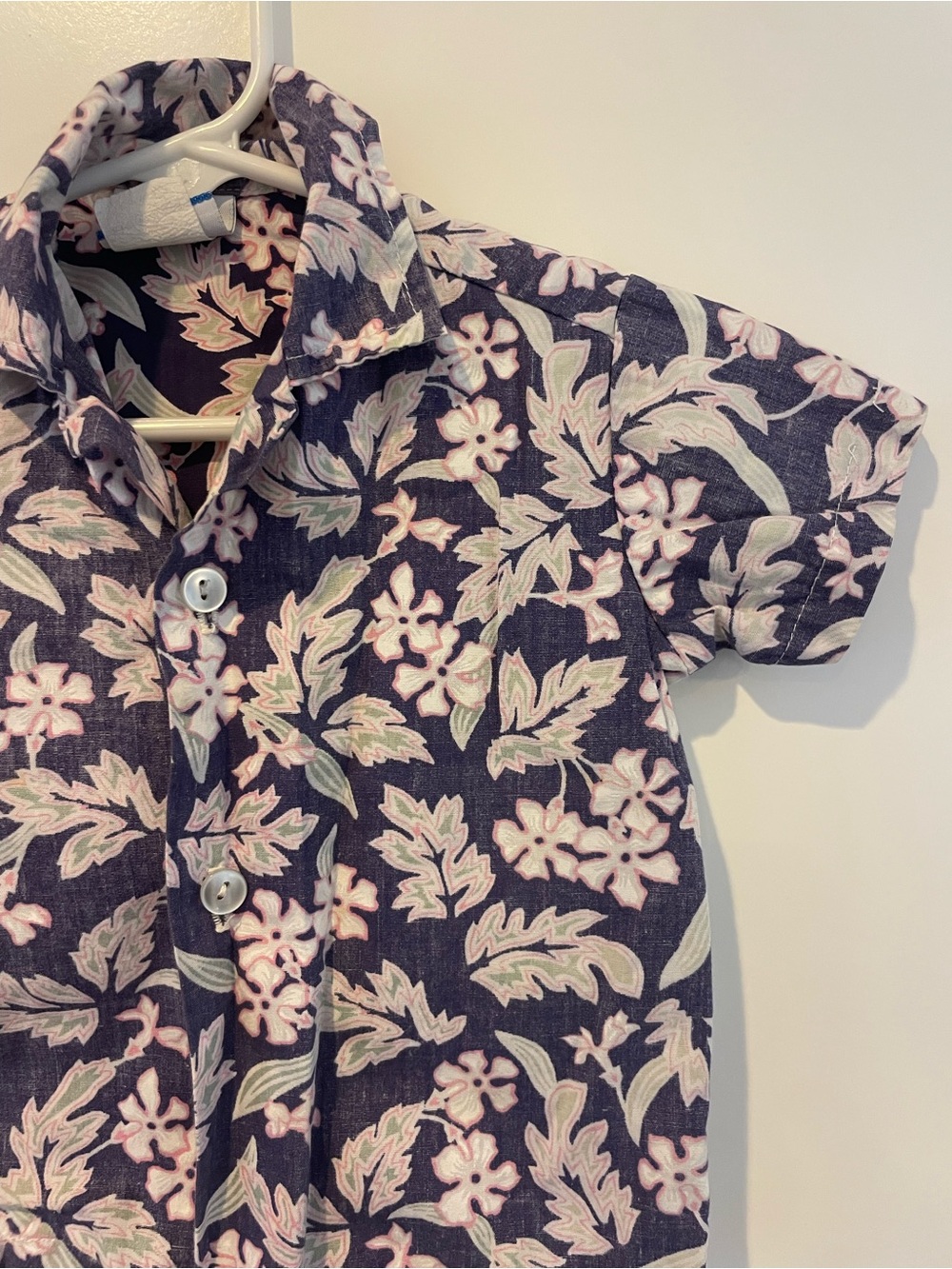 Kids Floral Short-Sleeve Button-Down Aloha Shirt - Navy Floral